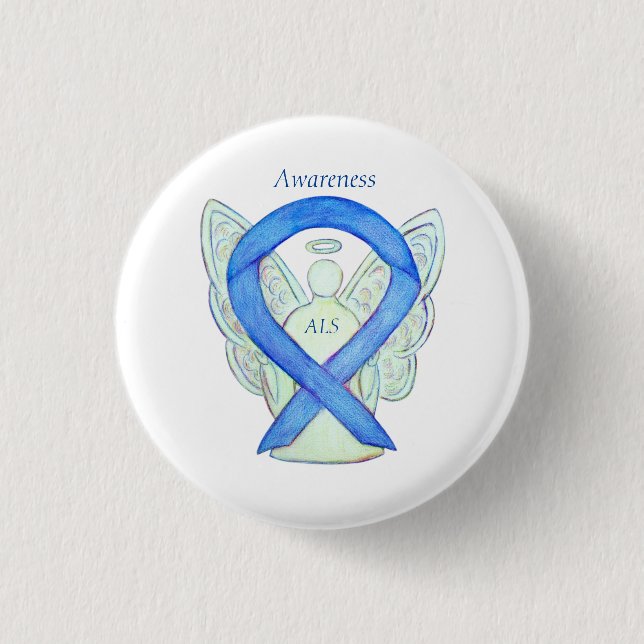 ALS Angel Awareness Ribbon Custom Art Pin (Front)