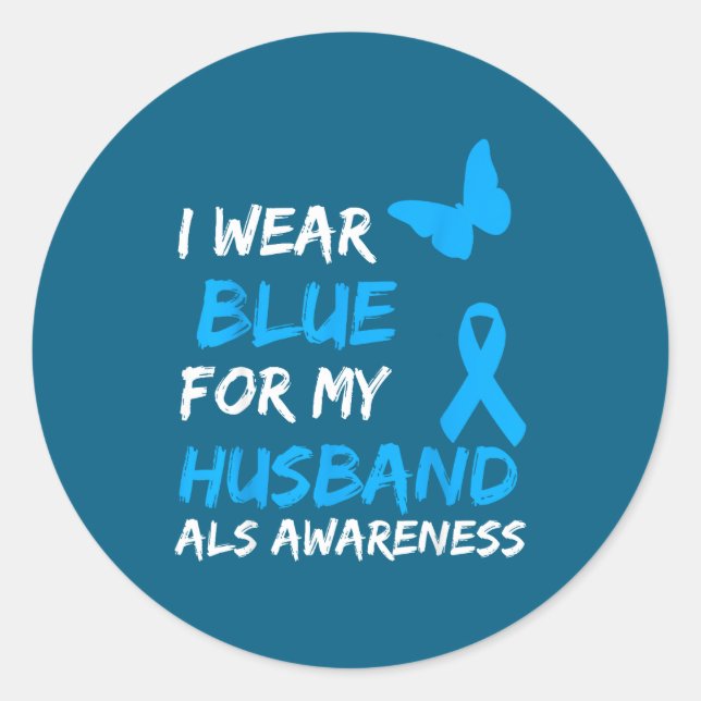 Als Awareness Blue Husband Classic Round Sticker (Front)