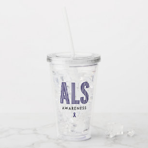 ALS Awareness Blue Ribbon Acrylic Tumbler