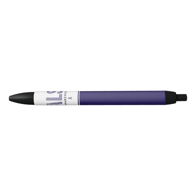ALS Awareness Blue Ribbon Black Ink Pen (Front)