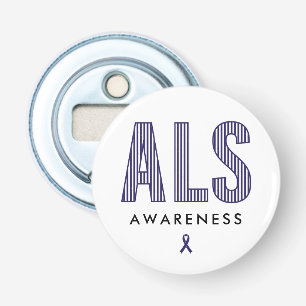 ALS Awareness Blue Ribbon Bottle Opener
