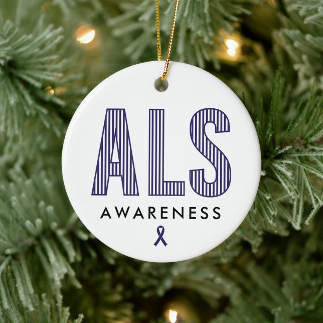ALS Awareness Blue Ribbon Ceramic Ornament (Tree)