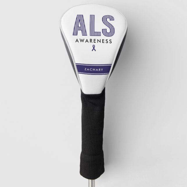 ALS Awareness Blue Ribbon Golf Head Cover (Front)