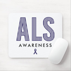 ALS Awareness Blue Ribbon Mouse Pad
