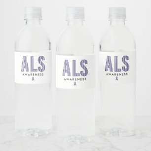 ALS Awareness Blue Ribbon Water Bottle Label