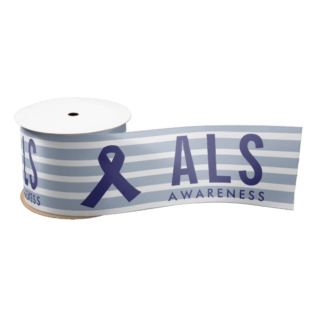 ALS Awareness Blue Stripes Satin Ribbon (Spool)