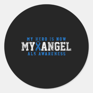 Als Awareness Family Blue Ribbon  Classic Round Sticker