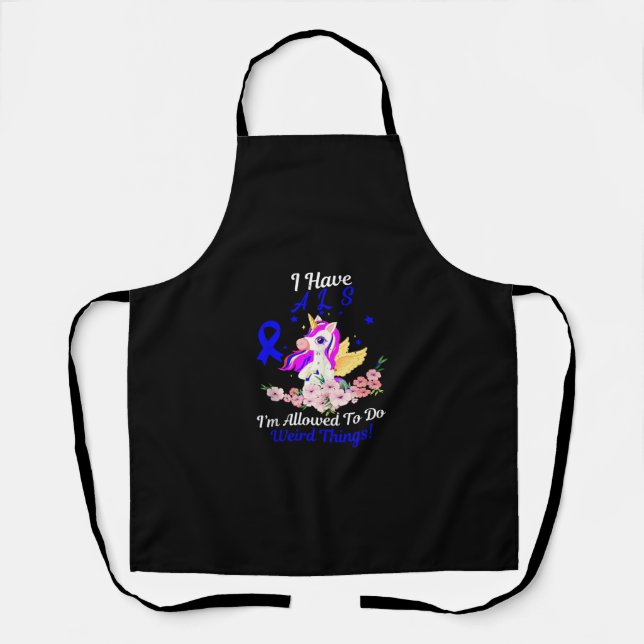 ALS Awareness Funny Unicorn Support Quote Family F Apron (Front)