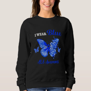 Als Awareness I Wear Blue Butterfly Sweatshirt