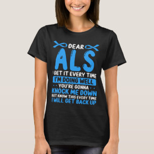 ALS Awareness Month Blue ALS Ribbon Overcoming ALS T-Shirt