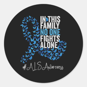 Als Awareness Month Blue Ribbon Butterflies  Classic Round Sticker