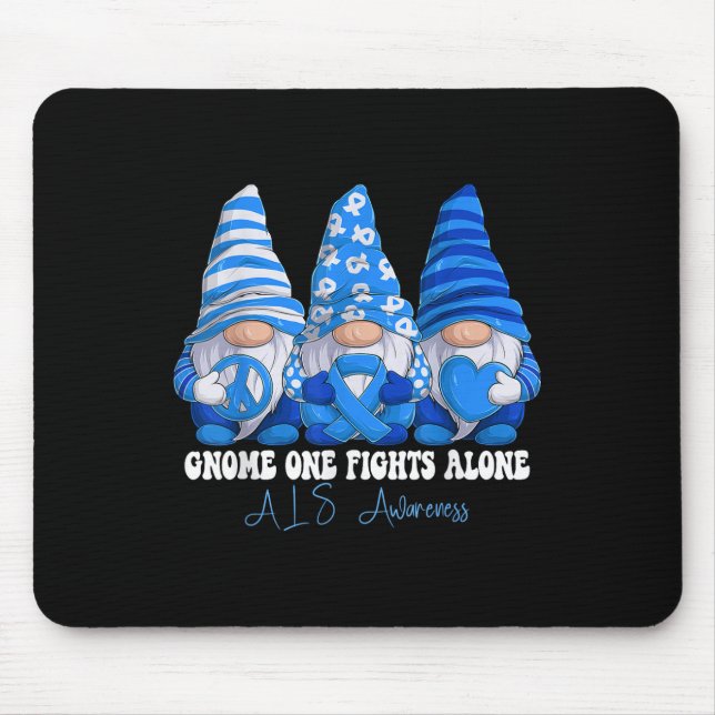 Als Awareness Month Blue Ribbon Gnomies Support  Mouse Pad (Front)