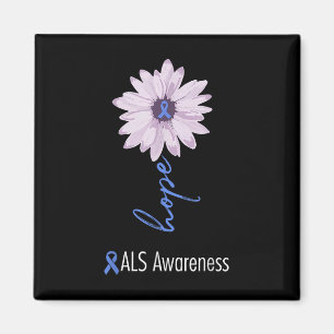 Als Awareness Month Blue Sunflower Ribbon Als Warr Magnet