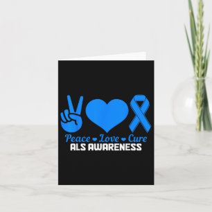 Als Awareness Month Peace Love Cure Blue Ribbon  Card