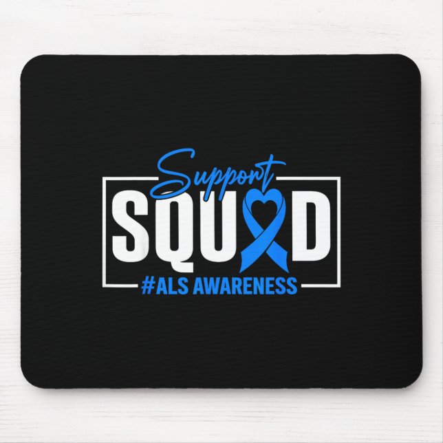 Als Awareness Month Support Team Blue Ribbon Mouse Pad (Front)