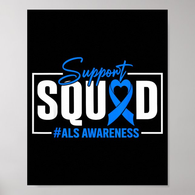 Als Awareness Month Support Team Blue Ribbon Poster (Front)