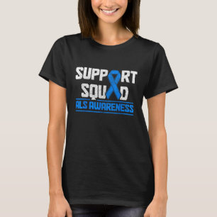 ALS Awareness Peace Love Cure Blue Ribbon Support  T-Shirt