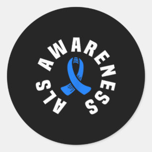 Als Awareness Pocket Wear Blue Ribbon Als Disease Classic Round Sticker