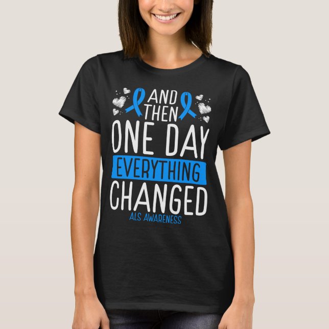 ALS Awareness Ribbon ALS Warrior Fighter T-Shirt (Front)