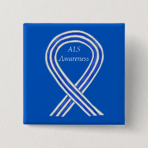 ALS Awareness Ribbon Custom Art Button Pins