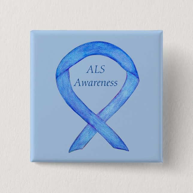 ALS Awareness Ribbon Custom Art Pin (Front)