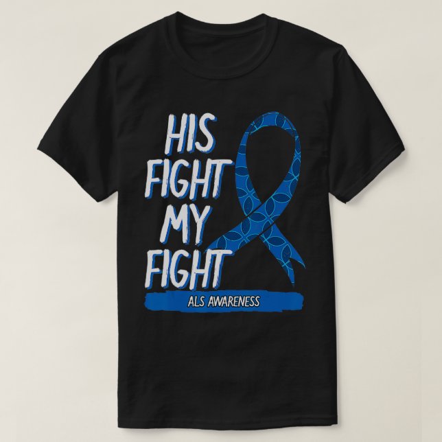 ALS Awareness Ribbon MND Lou Gehrig's Disease Blue T-Shirt (Design Front)