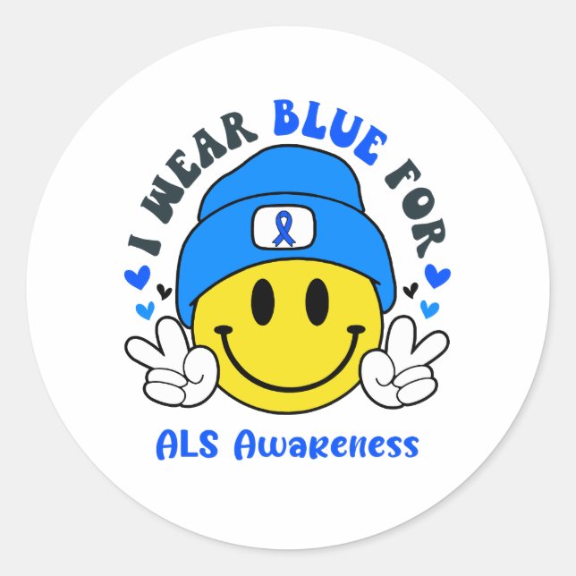 ALS Awareness Ribbon Support Gifts Classic Round Sticker (Front)