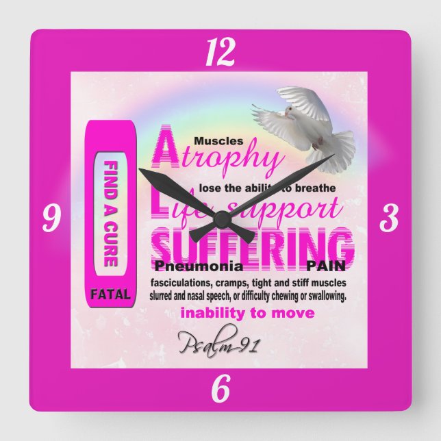 ALS Awareness Square Wall Clock (Front)