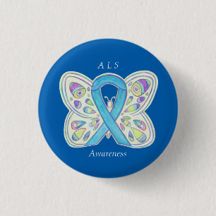 ALS Blue Butterfly Awareness Ribbon Custom Art Pin