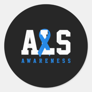 Als Blue Ribbon Als Awareness Gift  Classic Round Sticker