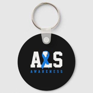 Als Blue Ribbon Als Awareness Gift Key Ring