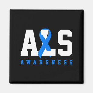 Als Blue Ribbon Als Awareness Gift Magnet
