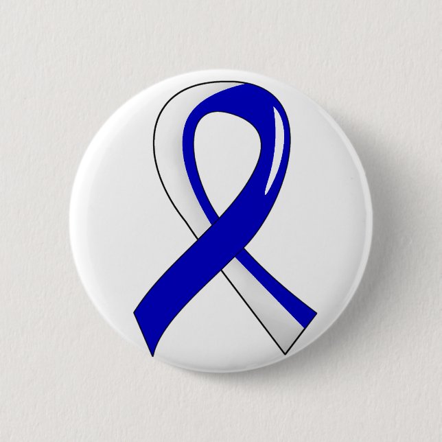ALS Blue White Ribbon 3 6 Cm Round Badge (Front)