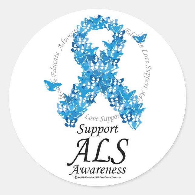 ALS Butterfly Ribbon Classic Round Sticker (Front)