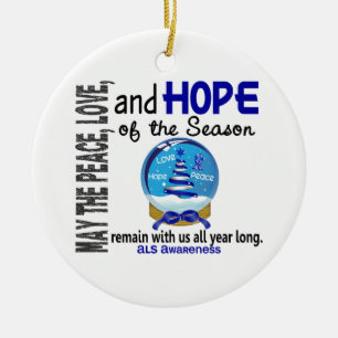 ALS Christmas 3 Snow Globe Ornaments