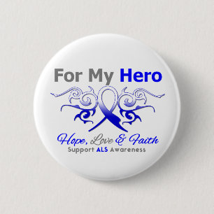 ALS Disease Tribal Ribbon Hero 6 Cm Round Badge