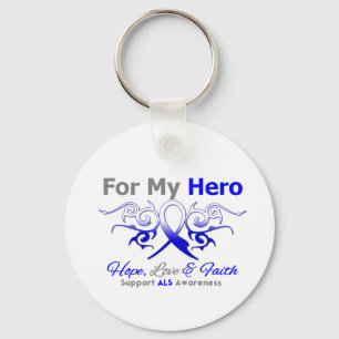 ALS Disease Tribal Ribbon Hero Key Ring