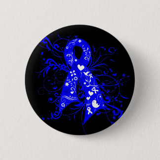 ALS Floral Swirls Ribbon 6 Cm Round Badge
