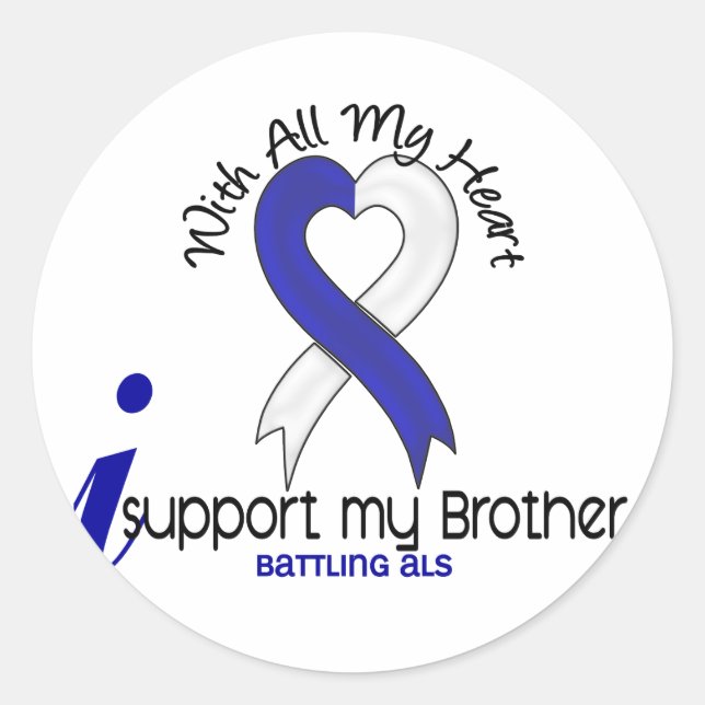 ALS I Support My Brother Classic Round Sticker (Front)