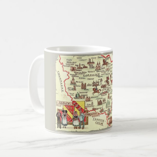 Alsace Lorraine France  Illustrated Map Mug (Front Left)