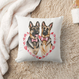 Alsatian Dog Mom Life Watercolor trendy fun heart Cushion