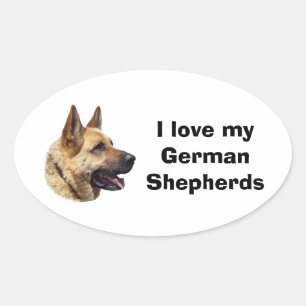 Alsatian German shepherd dog portrait Oval Sticker