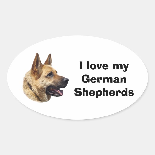 Alsatian German shepherd dog portrait Oval Sticker (Front)