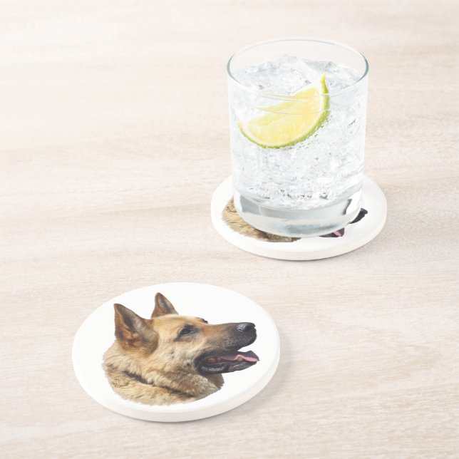 Alsatian German shepherd portrait Coaster (Side)