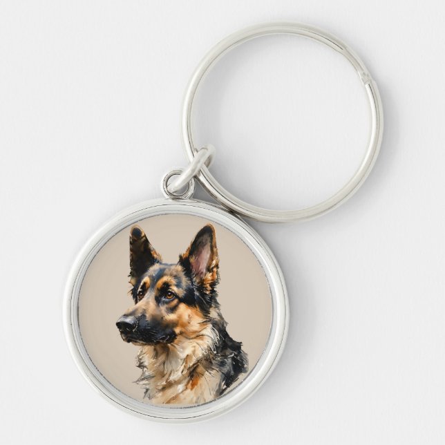 Alsation German Shepard Dog Art Design  Key Ring (Front)