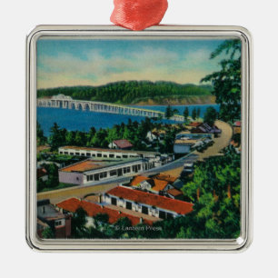 Alsea Bay Bridge in Waldport, Oregon Metal Ornament