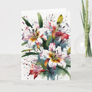 Alstroemeria - Watercolor flowers Card