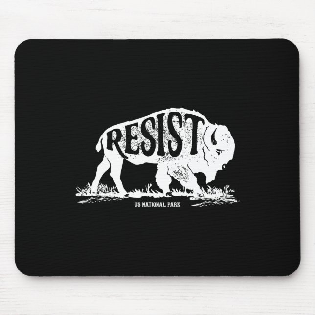 Alt Us National Park Resist Service T Shirt Bison  Mouse Pad (Front)