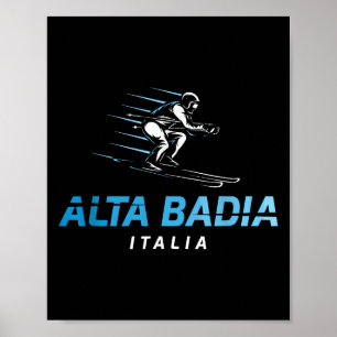 Alta Badia Italy Ski Resort Retro Skiing  Poster