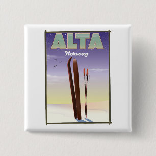 ALTA Norway ski travel poster 15 Cm Square Badge